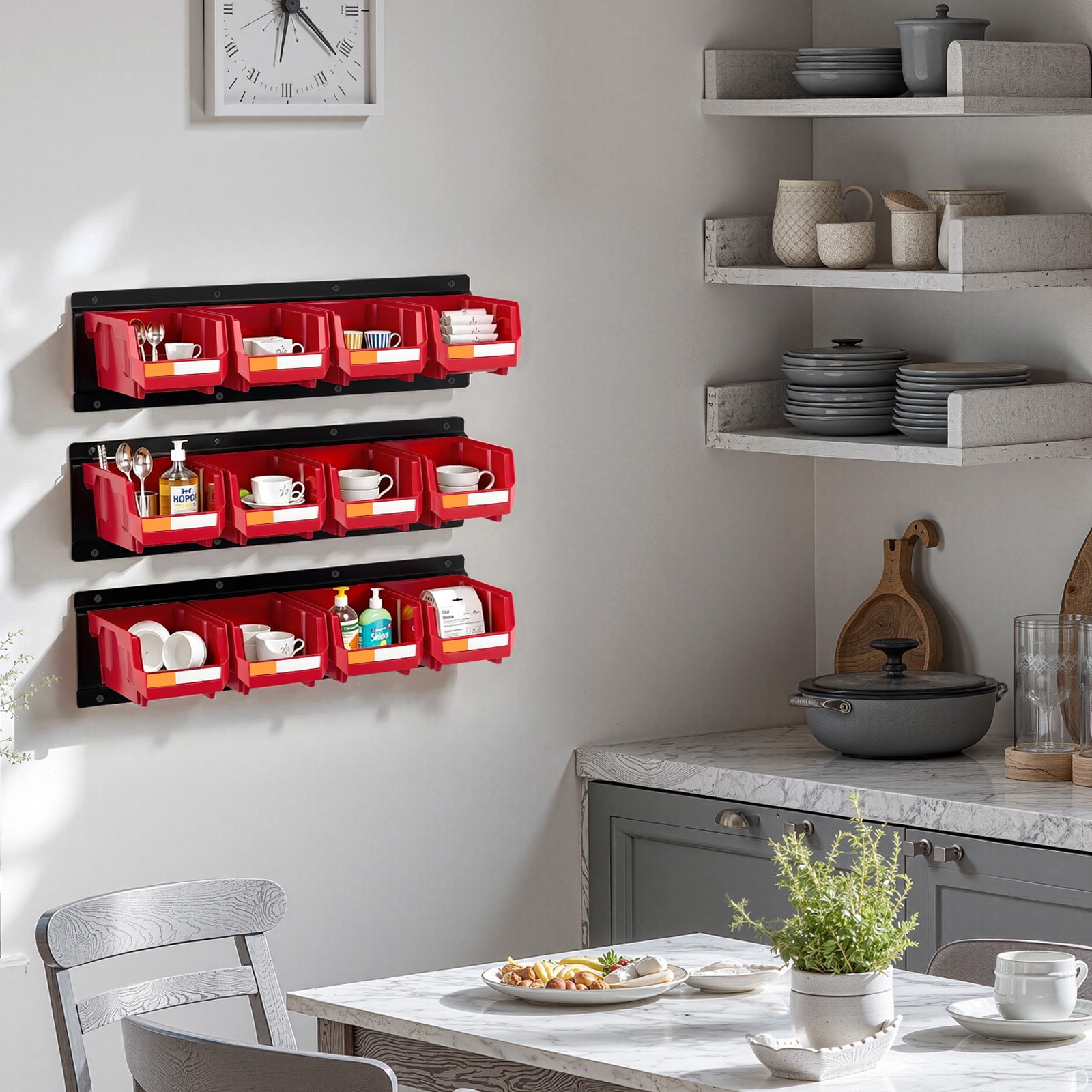 Wall Mounted Storage Bins With Metal Rails For Hardware Tools_voghion.com